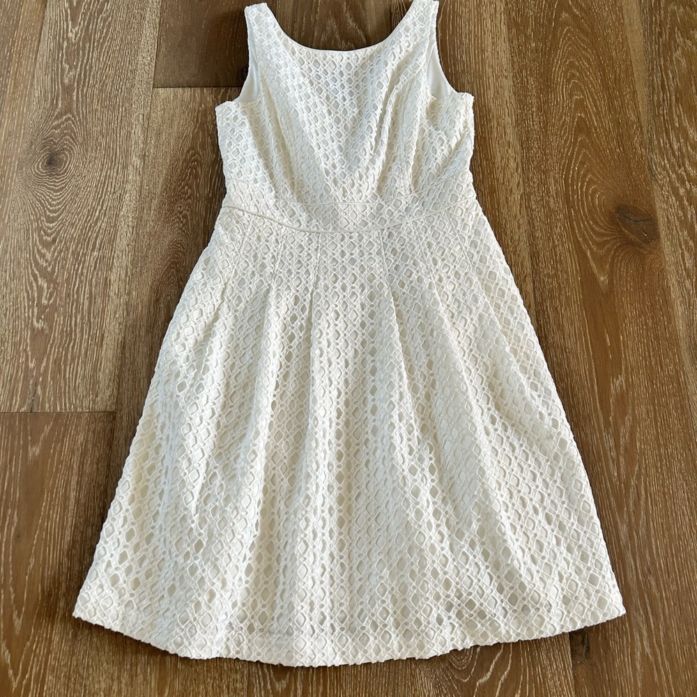White House Black Market White Lace A-Line Size 8